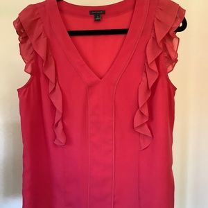 Ann Taylor red ruffled top